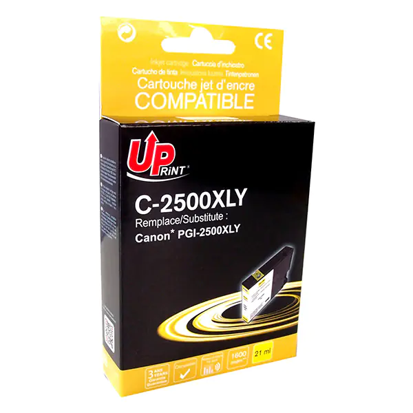 ⁨UPrint kompatybilny ink / tusz z PGI 2500XL, C-2500XLY, yellow, 1600s, 21ml⁩ w sklepie Wasserman.eu