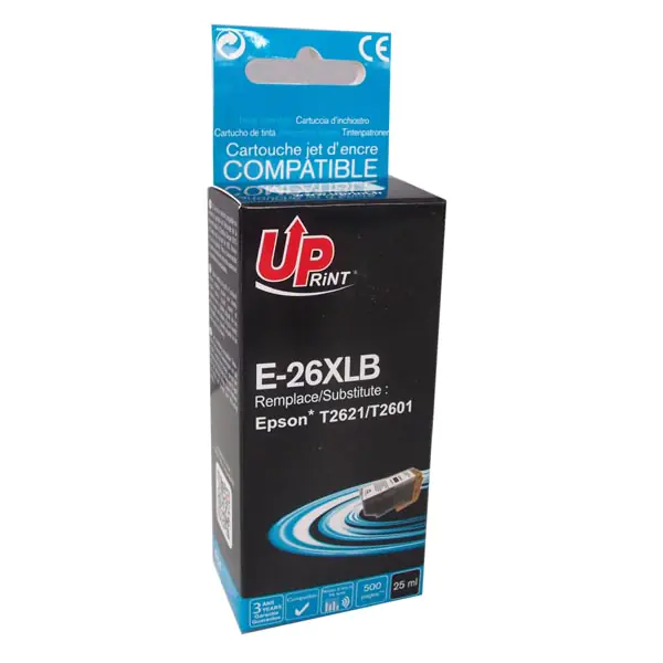 ⁨UPrint kompatybilny ink / tusz z C13T26214010, T262140, 26XL, E-26XLB, black, 500s, 25ml⁩ w sklepie Wasserman.eu