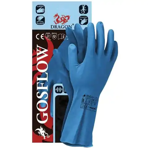 ⁨Rękawice REIS DRAGON GOSFLOW gumowe flokowane niebieskie roz.10/XL⁩ w sklepie Wasserman.eu