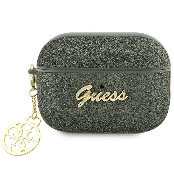 ⁨Guess GUAP2GLGSHA AirPods Pro 2 cover zielony/kaki Glitter Flake 4G Charm⁩ w sklepie Wasserman.eu