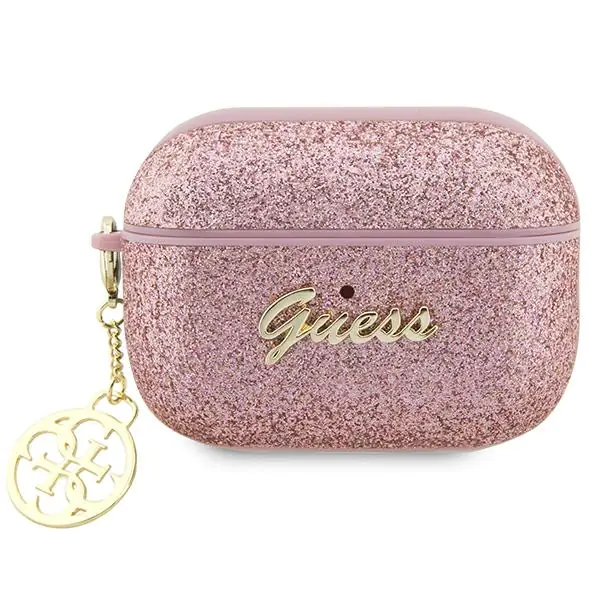 ⁨Guess GUAP2GLGSHP AirPods Pro 2 cover różowy/pink Glitter Flake 4G Charm⁩ w sklepie Wasserman.eu