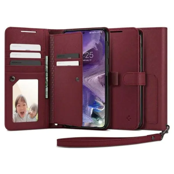 ⁨Spigen Wallet "S" Plus Sam S23+ S916 burgundowy/burgundy ACS05678⁩ w sklepie Wasserman.eu