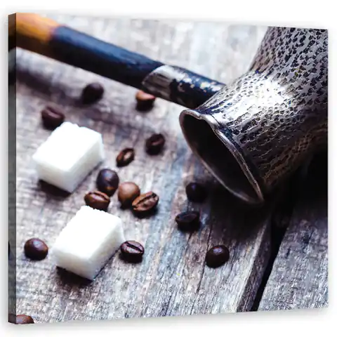 ⁨Obraz na płótnie, Dzbanek do kawy i cukier (Rozmiar 60x60)⁩ w sklepie Wasserman.eu