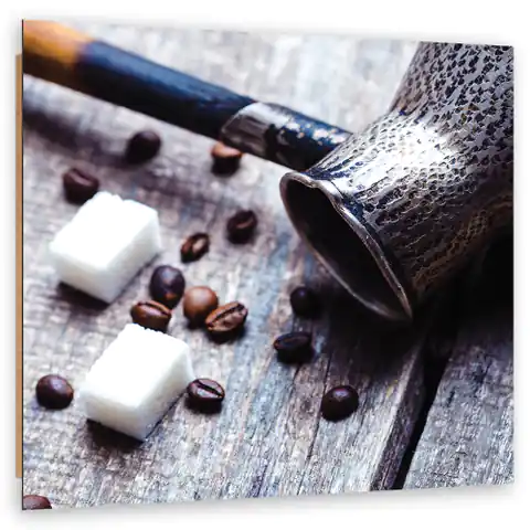 ⁨Obraz Deco Panel, Dzbanek do kawy i cukier (Rozmiar 30x30)⁩ w sklepie Wasserman.eu
