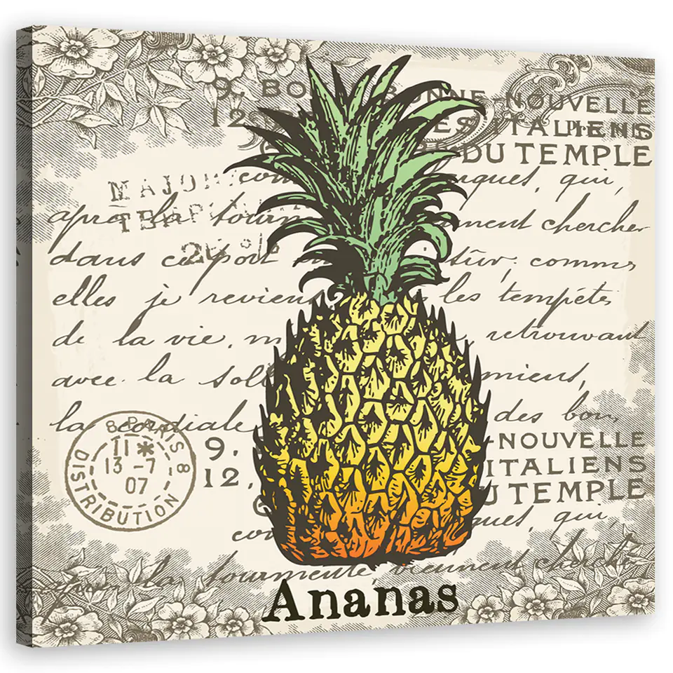 ⁨Obraz na płótnie, Ananas vintage (Rozmiar 30x30)⁩ w sklepie Wasserman.eu