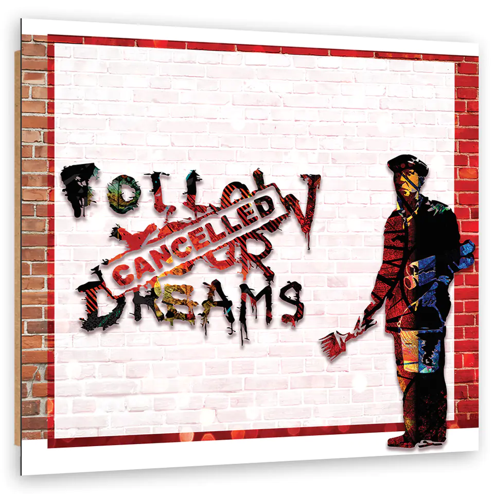 ⁨Obraz Deco Panel, Banksy Niespełnione marzenia Street Art (Rozmiar 30x30)⁩ w sklepie Wasserman.eu
