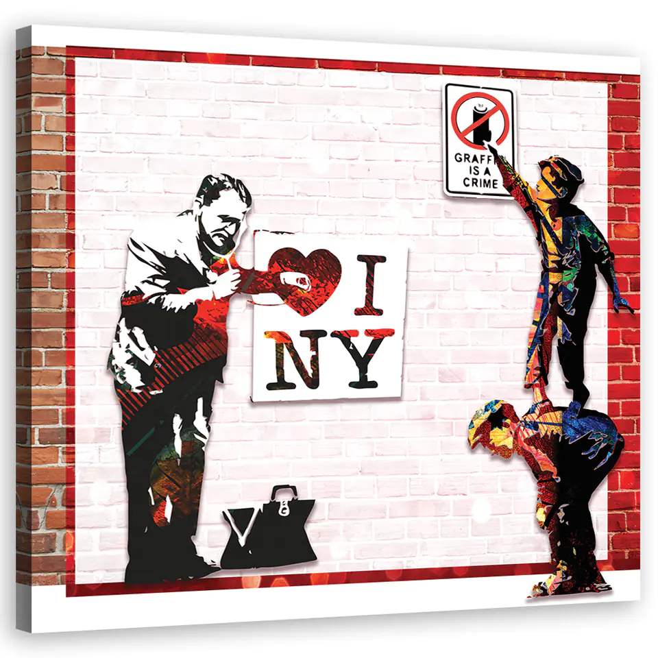 ⁨Obraz na płótnie, Banksy I love New York (Rozmiar 30x30)⁩ w sklepie Wasserman.eu