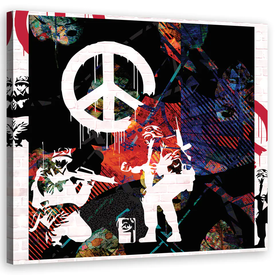 ⁨Obraz na płótnie, Banksy Peace Soliders (Rozmiar 30x30)⁩ w sklepie Wasserman.eu