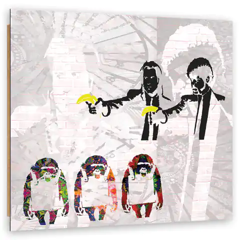 ⁨Obraz Deco Panel, Banksy Pulp Fiction i małpy (Rozmiar 60x60)⁩ w sklepie Wasserman.eu