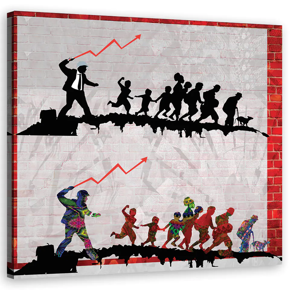 ⁨Obraz na płótnie, Banksy The Whip Street art (Rozmiar 50x50)⁩ w sklepie Wasserman.eu