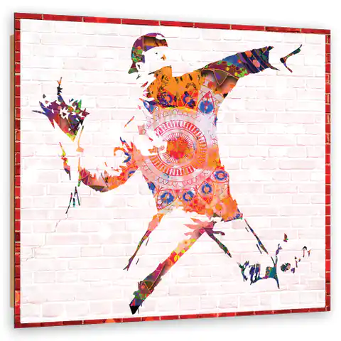 ⁨Obraz Deco Panel, Banksy Flower Thrower (Rozmiar 40x40)⁩ w sklepie Wasserman.eu