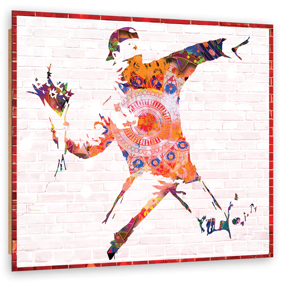⁨Obraz Deco Panel, Banksy Flower Thrower (Rozmiar 30x30)⁩ w sklepie Wasserman.eu