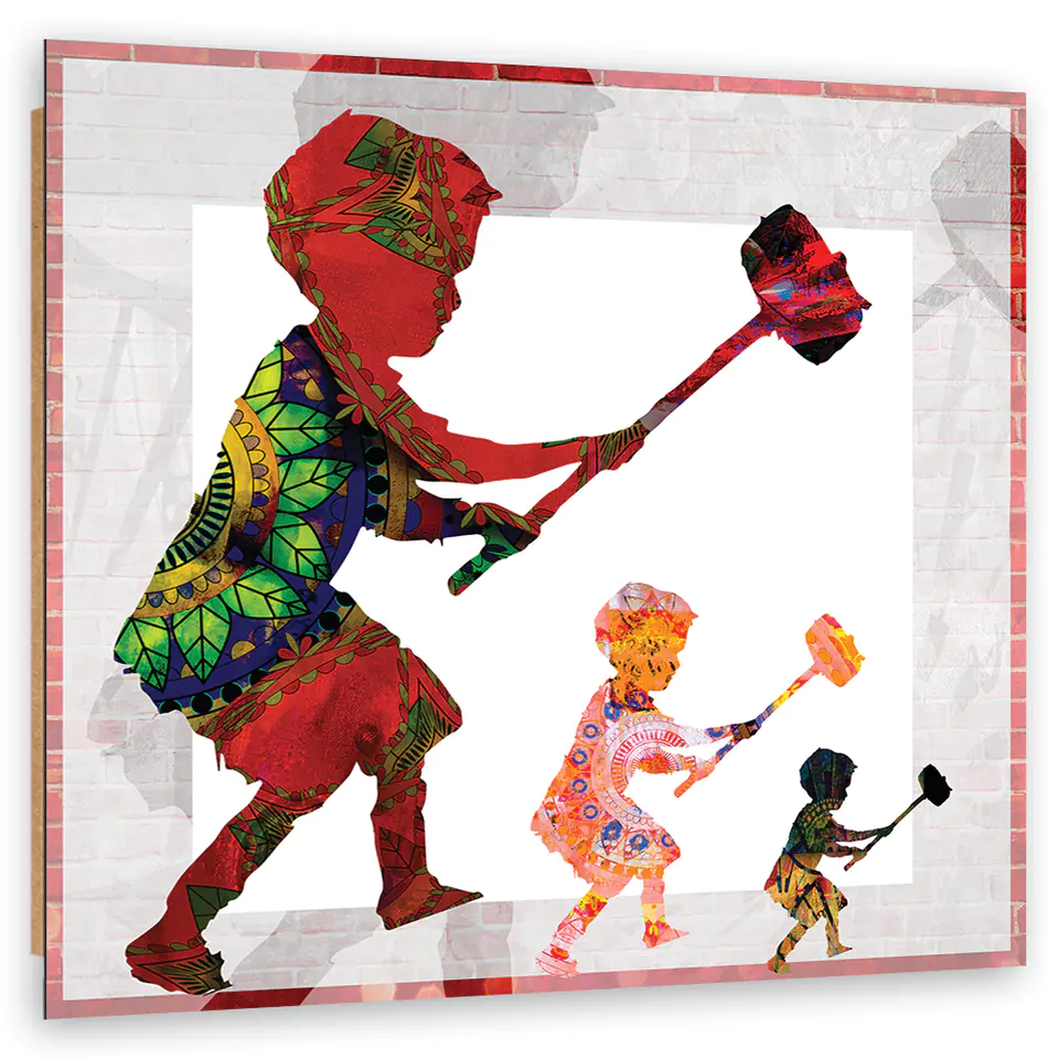 ⁨Obraz Deco Panel, Banksy Chłopiec z młotem (Rozmiar 30x30)⁩ w sklepie Wasserman.eu