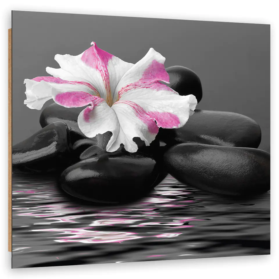 ⁨Obraz Deco Panel, Kamienie Kwiat Różowy Zen (Rozmiar 30x30)⁩ w sklepie Wasserman.eu
