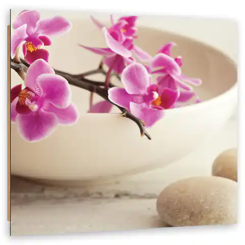 ⁨Obraz Deco Panel, Różowe orchidee w naczyniu (Rozmiar 50x50)⁩ w sklepie Wasserman.eu
