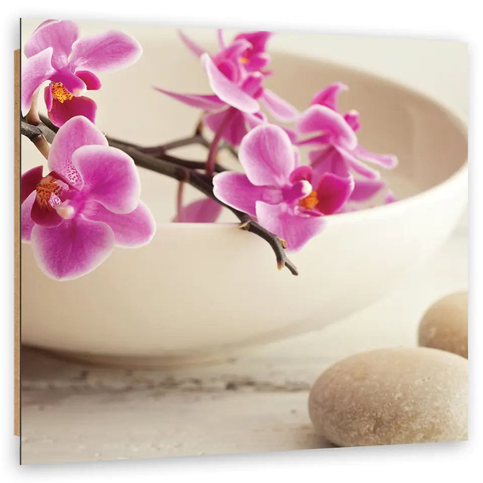 ⁨Obraz Deco Panel, Różowe orchidee w naczyniu (Rozmiar 30x30)⁩ w sklepie Wasserman.eu
