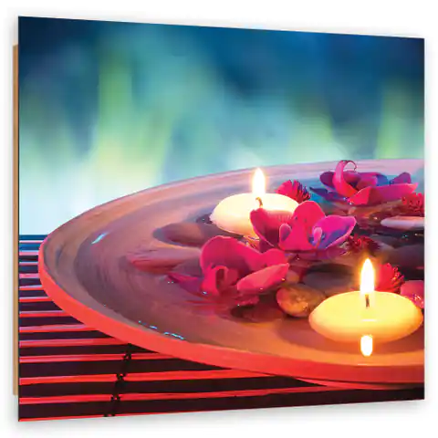 ⁨Obraz Deco Panel, Pływające kwiaty i kamienie zen (Rozmiar 40x40)⁩ w sklepie Wasserman.eu
