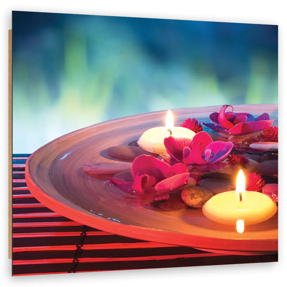 ⁨Obraz Deco Panel, Pływające kwiaty i kamienie zen (Rozmiar 30x30)⁩ w sklepie Wasserman.eu