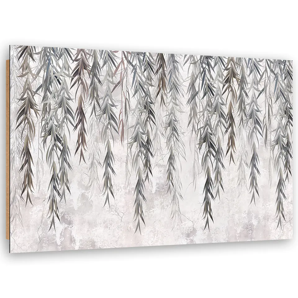 ⁨Obraz Deco Panel, Tropikalne rośliny w szarości na betonie (Rozmiar 60x40)⁩ w sklepie Wasserman.eu