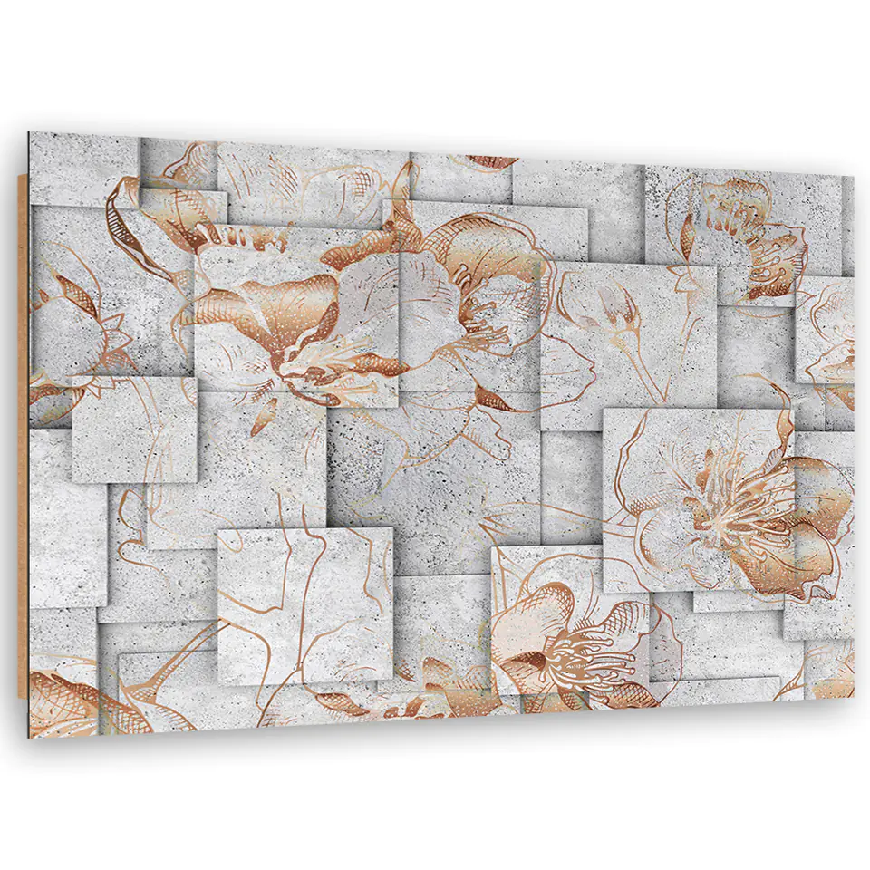 ⁨Obraz Deco Panel, Kwiaty lilii na geometrycznym tle (Rozmiar 60x40)⁩ w sklepie Wasserman.eu