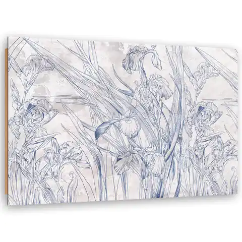 ⁨Obraz Deco Panel, Niebieskie kontury kwiatów (Rozmiar 60x40)⁩ w sklepie Wasserman.eu