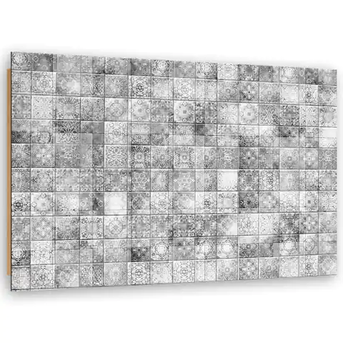 ⁨Obraz Deco Panel, Orientalna mozaika na szarych kafelkach (Rozmiar 60x40)⁩ w sklepie Wasserman.eu