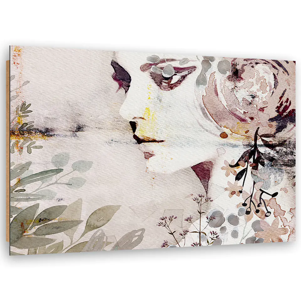 ⁨Obraz Deco Panel, Abstrakcyjna twarz kobiety z kwiatami (Rozmiar 60x40)⁩ w sklepie Wasserman.eu
