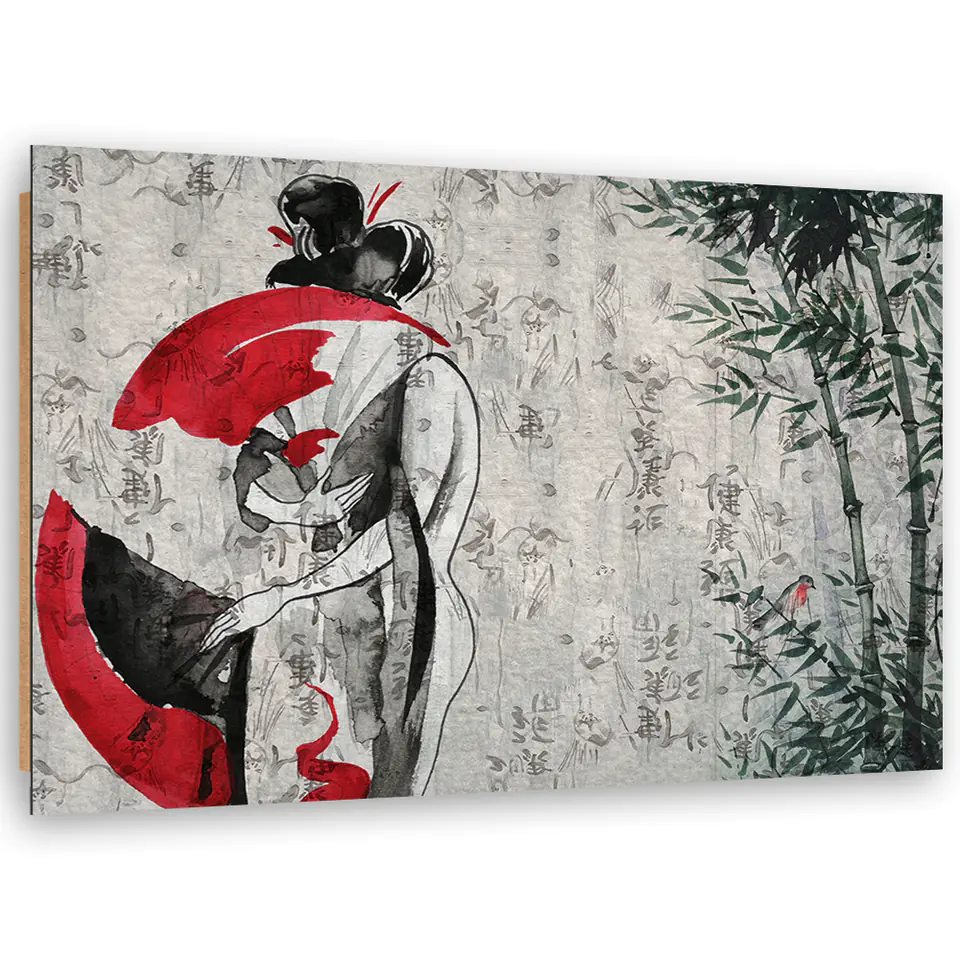 ⁨Obraz Deco Panel, Japońska gejsza z wachlarzem (Rozmiar 60x40)⁩ w sklepie Wasserman.eu