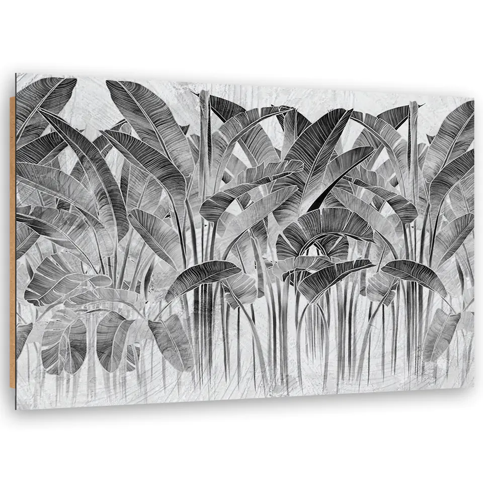 ⁨Obraz Deco Panel, Szare liście bananowca (Rozmiar 60x40)⁩ w sklepie Wasserman.eu