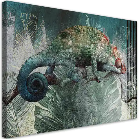 ⁨Obraz na płótnie, Kameleon w dżungli (Rozmiar 60x40)⁩ w sklepie Wasserman.eu