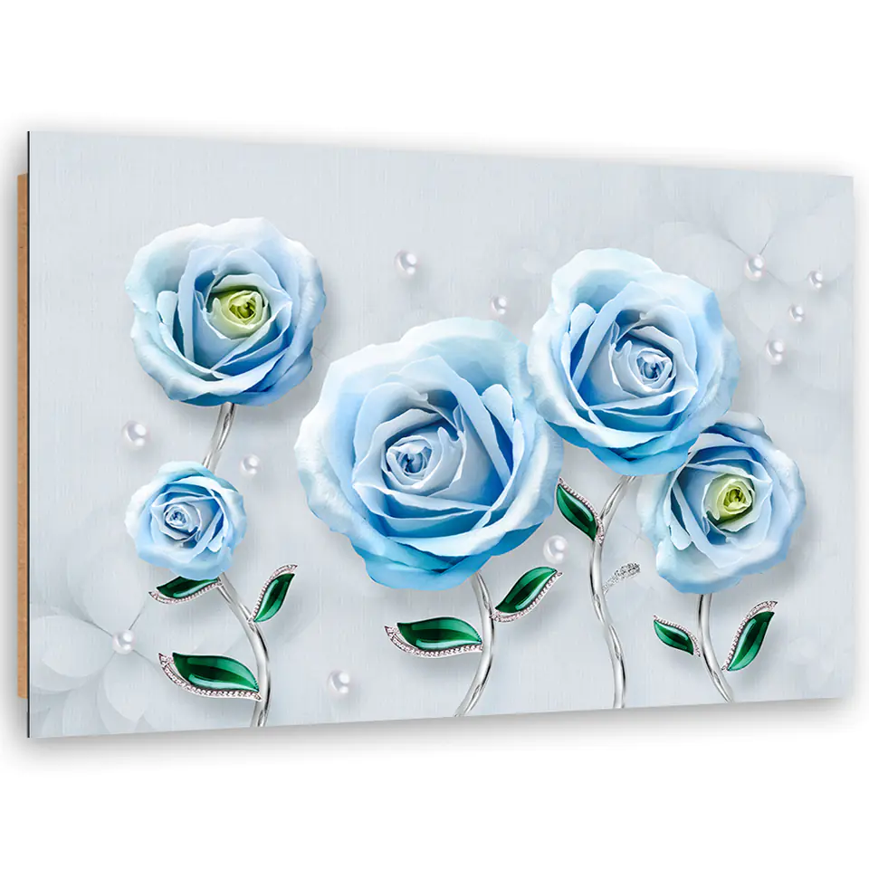 ⁨Obraz Deco Panel, Niebieskie róże 3D (Rozmiar 60x40)⁩ w sklepie Wasserman.eu
