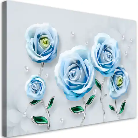 ⁨Obraz na płótnie, Niebieskie róże 3D (Rozmiar 100x70)⁩ w sklepie Wasserman.eu