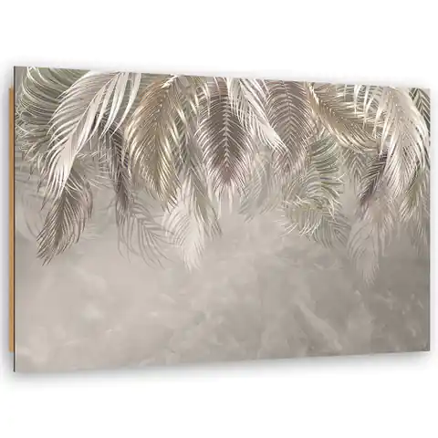 ⁨Obraz Deco Panel, Liście palmy na betonie 3D (Rozmiar 90x60)⁩ w sklepie Wasserman.eu