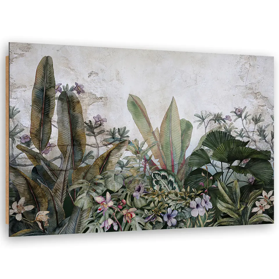 ⁨Obraz Deco Panel, Egozotyczne liście na betonie (Rozmiar 60x40)⁩ w sklepie Wasserman.eu