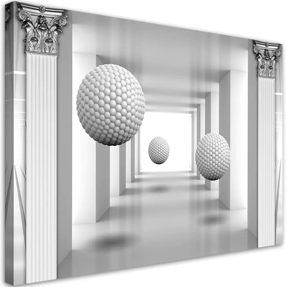 ⁨Obraz na płótnie, Kule w tunelu geometria 3D (Rozmiar 60x40)⁩ w sklepie Wasserman.eu