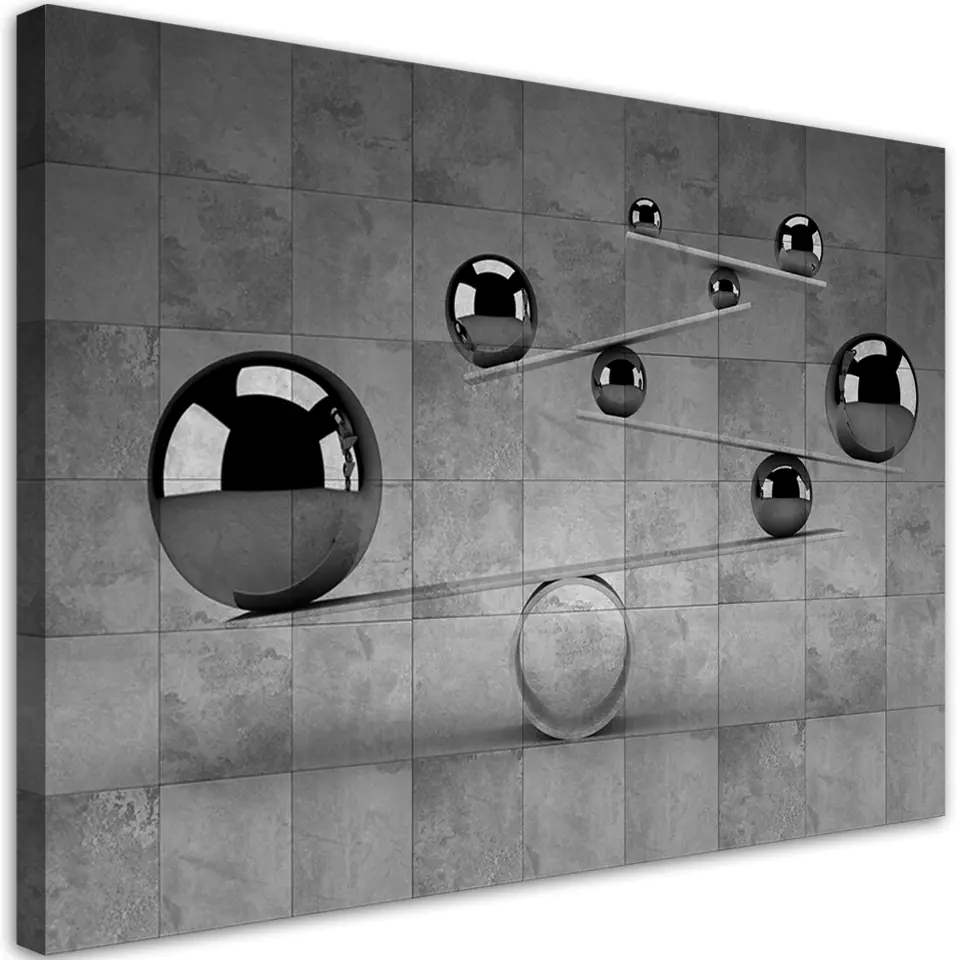 ⁨Obraz na płótnie, Srebrne kule 3D (Rozmiar 60x40)⁩ w sklepie Wasserman.eu