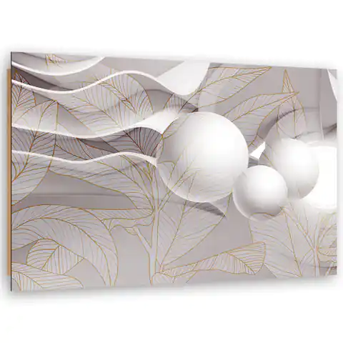 ⁨Obraz Deco Panel, Złote liście i kule 3D (Rozmiar 120x80)⁩ w sklepie Wasserman.eu