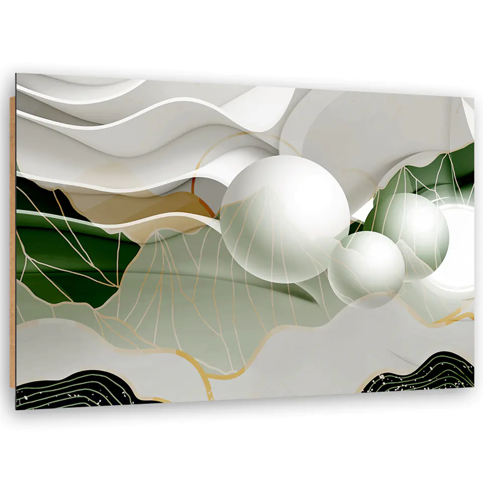 ⁨Obraz Deco Panel, Zielona abstrakcja z kulami 3D (Rozmiar 60x40)⁩ w sklepie Wasserman.eu