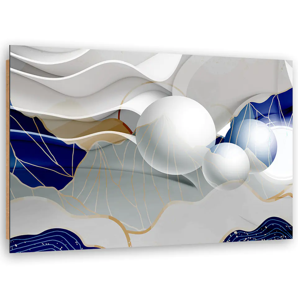 ⁨Obraz Deco Panel, Niebieska abstrakcja z kulami 3D (Rozmiar 120x80)⁩ w sklepie Wasserman.eu