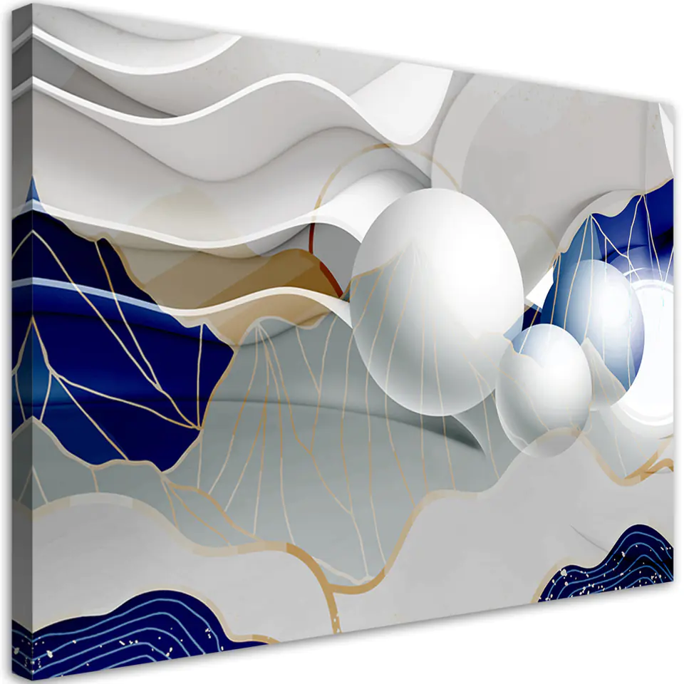 ⁨Obraz na płótnie, Niebieska abstrakcja z kulami 3D (Rozmiar 60x40)⁩ w sklepie Wasserman.eu