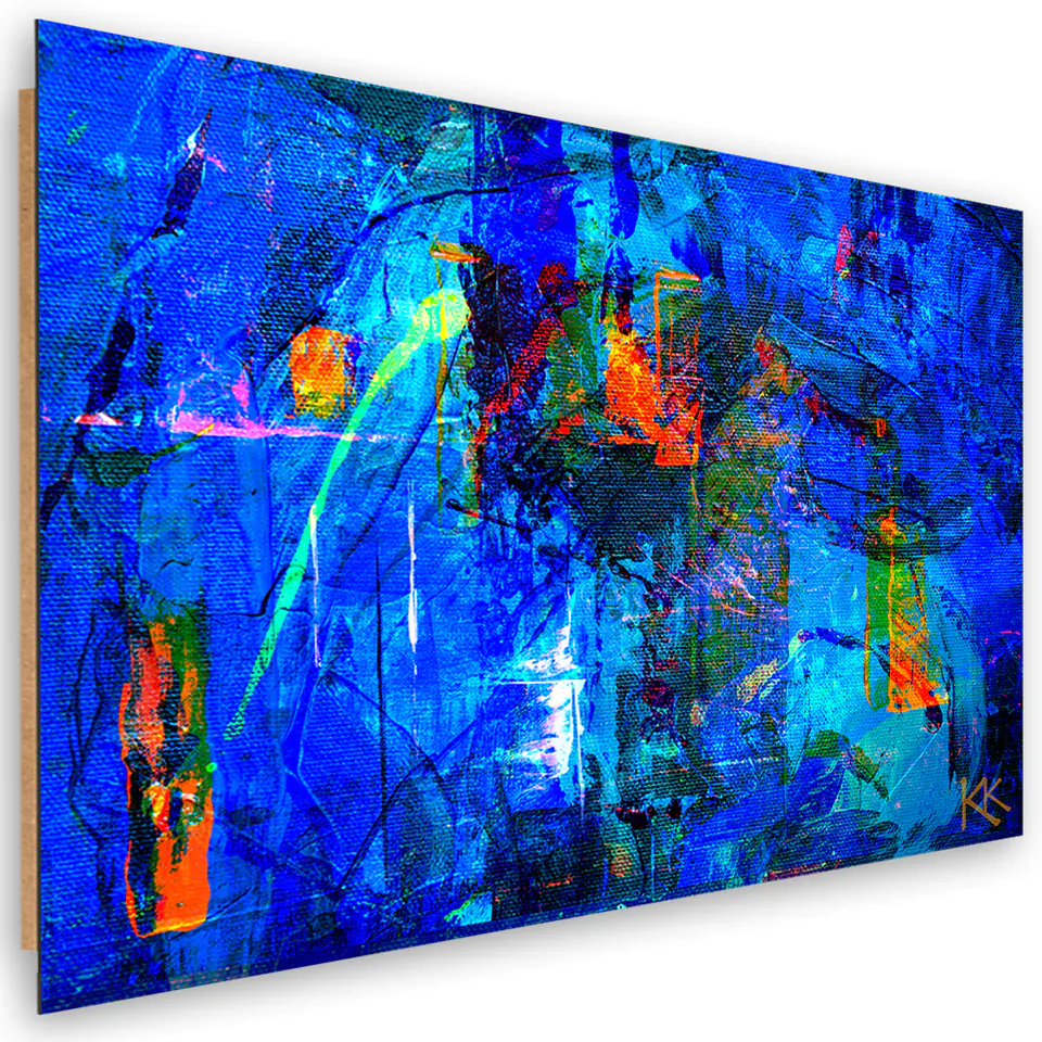 ⁨Obraz Deco Panel, Niebieska abstrakcja ręcznie malowana (Rozmiar 60x40)⁩ w sklepie Wasserman.eu