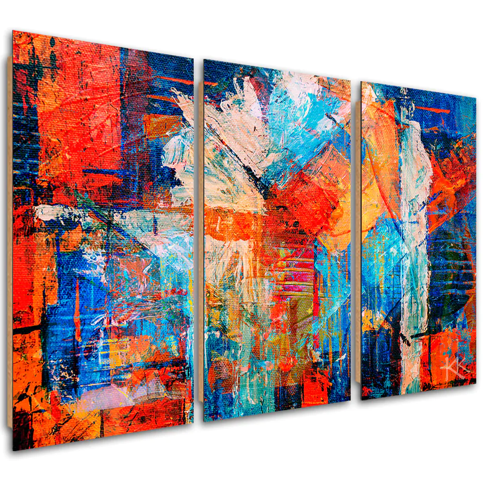 ⁨Obraz trzyczęściowy Deco Panel, Pomarańczowa abstrakcja ręcznie malowana (Rozmiar 90x60)⁩ w sklepie Wasserman.eu