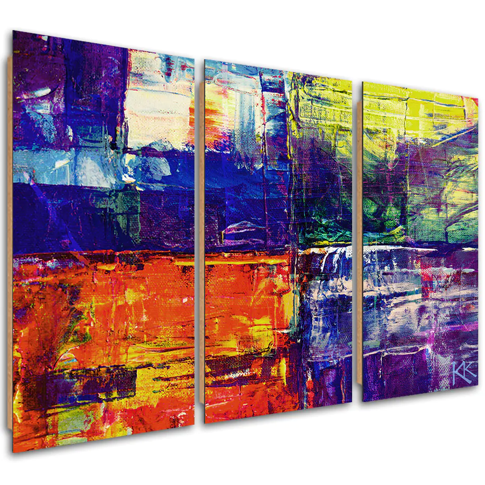 ⁨Obraz trzyczęściowy Deco Panel, Kolorowa abstrakcja ręcznie malowana (Rozmiar 60x40)⁩ w sklepie Wasserman.eu