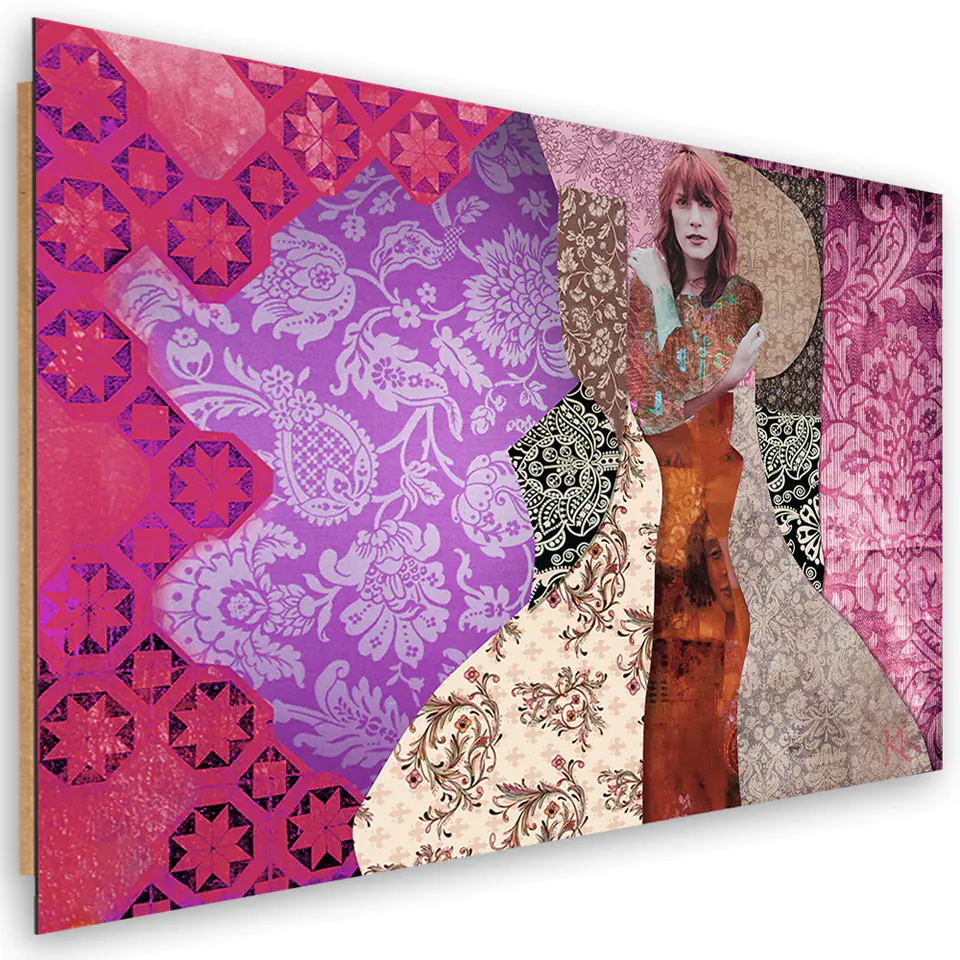 ⁨Obraz Deco Panel, Kobieta na ozdobnym tle (Rozmiar 60x40)⁩ w sklepie Wasserman.eu