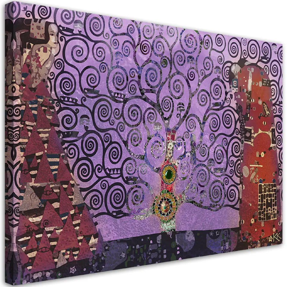 ⁨Obraz na płótnie, Fioletowe drzewo życia abstrakcja Gustav Klimt (Rozmiar 60x40)⁩ w sklepie Wasserman.eu