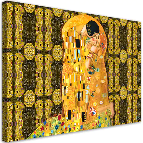 ⁨Obraz na płótnie, G.Klimt Spełnienie Kobieta Abstrakcja (Rozmiar 90x60)⁩ w sklepie Wasserman.eu