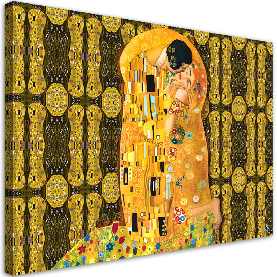 ⁨Obraz na płótnie, G.Klimt Spełnienie Kobieta Abstrakcja (Rozmiar 120x80)⁩ w sklepie Wasserman.eu