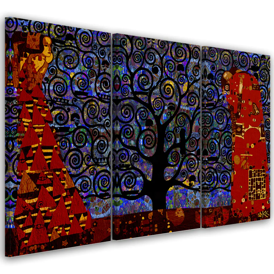 ⁨Obraz trzyczęściowy na płótnie, Niebieskie drzewo życia abstrakcja (Rozmiar 90x60)⁩ w sklepie Wasserman.eu