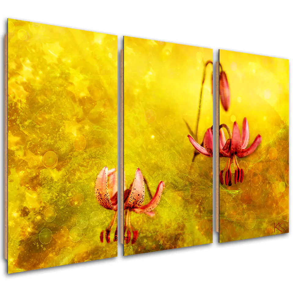 ⁨Obraz trzyczęściowy Deco Panel, Zwiędłe tulipany kwiaty (Rozmiar 60x40)⁩ w sklepie Wasserman.eu