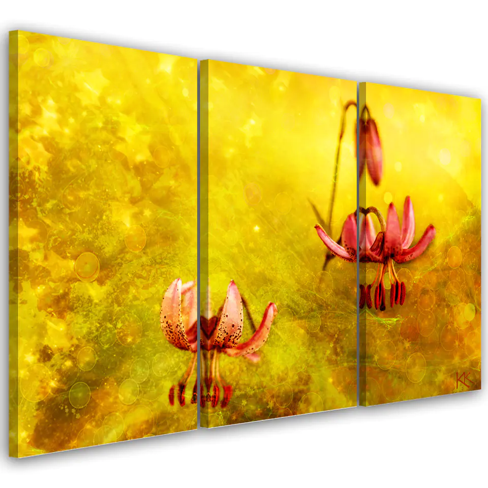 ⁨Obraz trzyczęściowy na płótnie, Zwiędłe tulipany kwiaty (Rozmiar 60x40)⁩ w sklepie Wasserman.eu